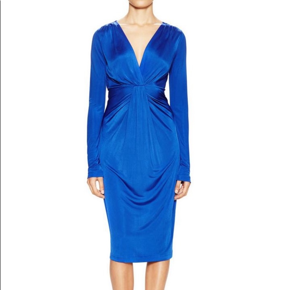 Diane Von Furstenburg blue draped midi dress